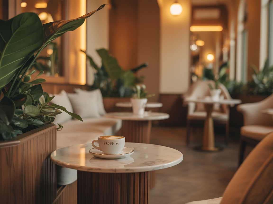 Interior acogedor del AM Café